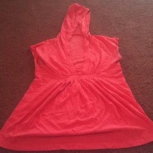 Hooded hot pink tee size large.